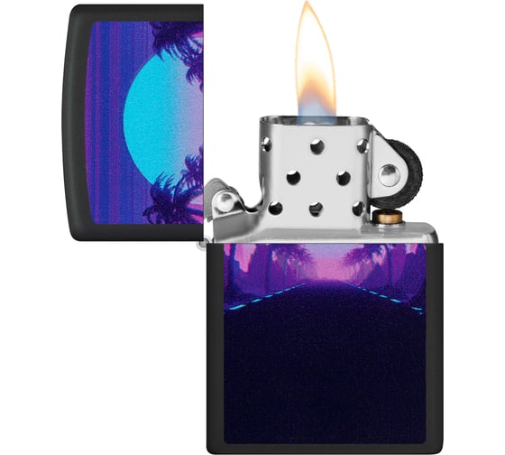 Зажигалка Zippo Sunset Black с покрытием Black Light, латунь/сталь, черная, матовая, 38x13x57 мм 49809