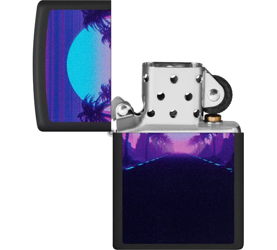 Зажигалка Zippo Sunset Black с покрытием Black Light, латунь/сталь, черная, матовая, 38x13x57 мм 49809