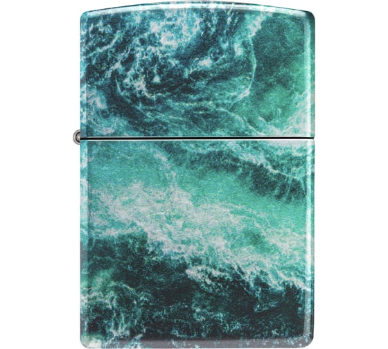 Зажигалка Zippo Rogue Wave с покрытием 540 Tumbled Chrome, латунь/сталь, бирюзовая, 38x13x57 мм 48621