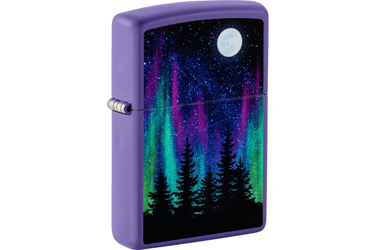 Зажигалка Zippo Night In The Forest с покрытием Purple Matte, латунь/сталь,  фиолетовая, 38x13x57 мм 48565 - выгодная цена, отзывы, характеристики, фото  - купить в Москве и РФ