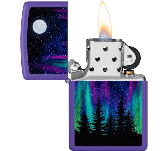 Зажигалка Zippo Night In The Forest с покрытием Purple Matte, латунь/сталь, фиолетовая, 38x13x57 мм 48565