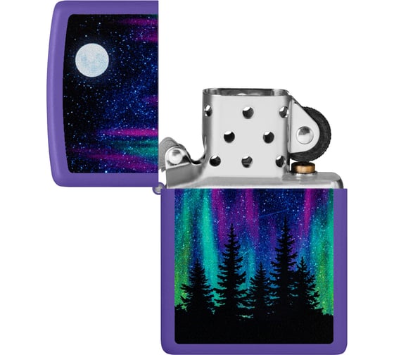 Зажигалка Zippo Night In The Forest с покрытием Purple Matte, латунь/сталь, фиолетовая, 38x13x57 мм 48565