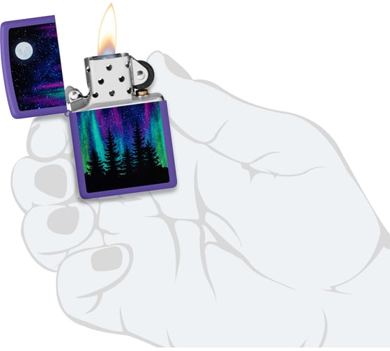 Зажигалка Zippo Night In The Forest с покрытием Purple Matte, латунь/сталь, фиолетовая, 38x13x57 мм 48565