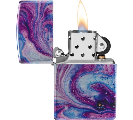 Зажигалка Zippo Universe Astro с покрытием 540 Tumbled Chrome, латунь/сталь, сиреневая, 38x13x57 мм 48547