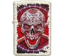 Зажигалка Zippo Skull Design с покрытием Mercury Glass, латунь/сталь, белая, 38x13x57 мм 49410