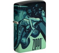 Зажигалка Zippo Mermaid Design с покрытием 540 Matte, латунь/сталь, черная, матовая, 38x13x57 мм 48605