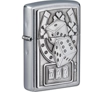 Зажигалка Zippo Lucky 7 с покрытием Street Chrome, латунь/сталь, серебристая, 38x13x57 мм 49294