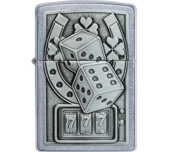 Зажигалка Zippo Lucky 7 с покрытием Street Chrome, латунь/сталь, серебристая, 38x13x57 мм 49294