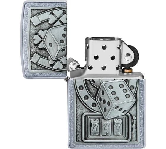Зажигалка Zippo Lucky 7 с покрытием Street Chrome, латунь/сталь, серебристая, 38x13x57 мм 49294