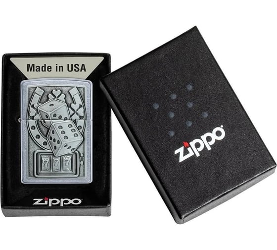 Зажигалка Zippo Lucky 7 с покрытием Street Chrome, латунь/сталь, серебристая, 38x13x57 мм 49294