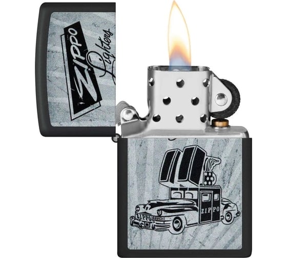 Зажигалка Zippo Car Design с покрытием Black Matte, латунь/сталь, черная, 38x13x57 мм 48572