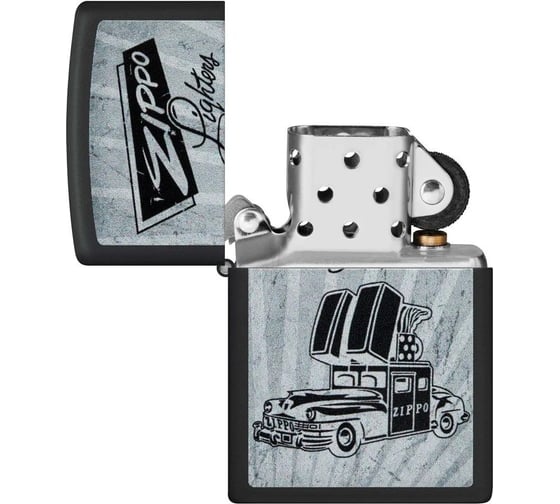 Зажигалка Zippo Car Design с покрытием Black Matte, латунь/сталь, черная, 38x13x57 мм 48572