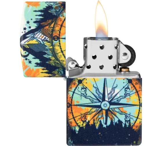 Зажигалка Zippo Compass с покрытием Glow In The Dark Green, латунь/сталь, разноцветная, 38x13x57 мм 49805