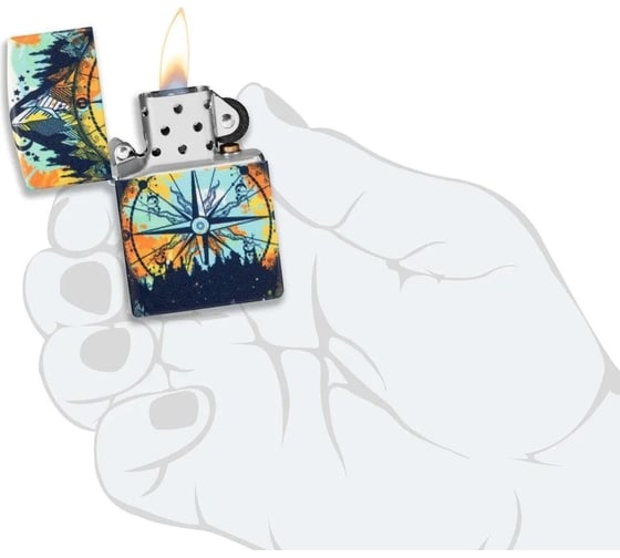 Зажигалка Zippo Compass с покрытием Glow In The Dark Green, латунь/сталь, разноцветная, 38x13x57 мм 49805