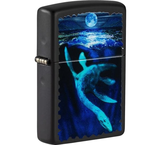 Зажигалка Zippo Lock Ness с покрытием Black Light, латунь/сталь, черная, матовая 38x13x57 мм 49697 1