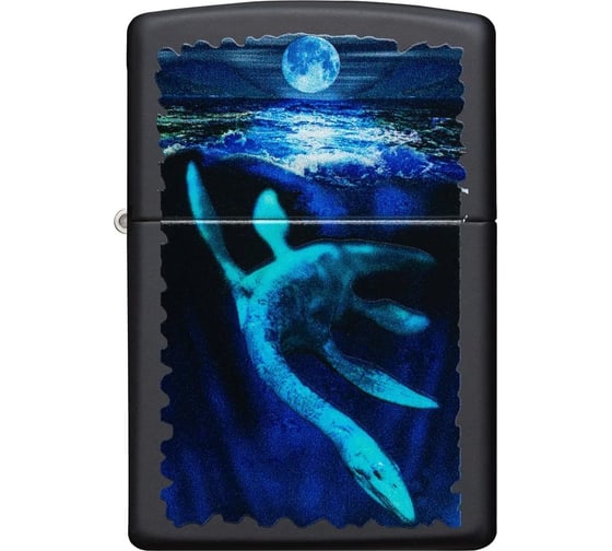 Зажигалка Zippo Lock Ness с покрытием Black Light, латунь/сталь, черная, матовая 38x13x57 мм 49697