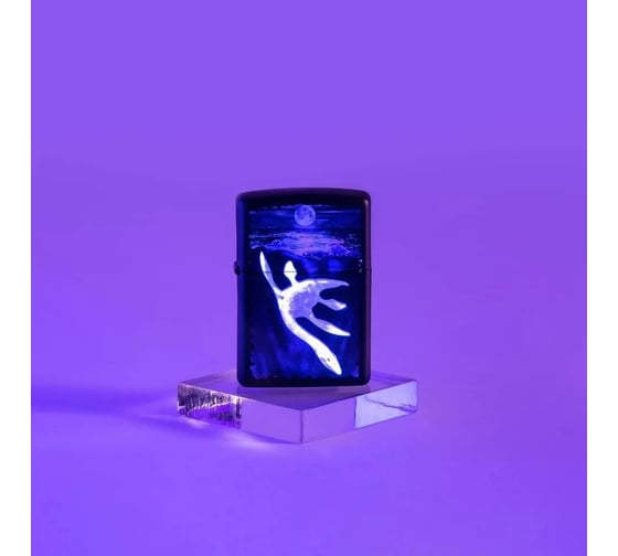 Зажигалка Zippo Lock Ness с покрытием Black Light, латунь/сталь, черная, матовая 38x13x57 мм 49697