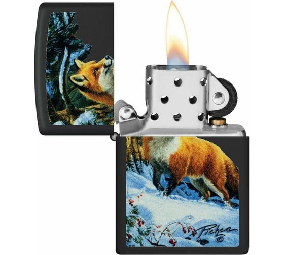 Зажигалка Zippo Linda Picken с покрытием Black Matte, латунь/сталь, черная, 38x13x57 мм 48596