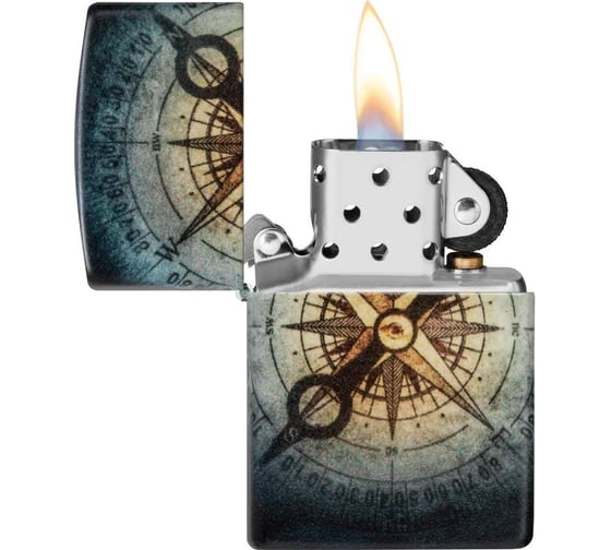 Зажигалка Zippo Compass Ghost с покрытием Glow In The Dark Green, латунь/сталь, черная, 38x13x57 мм 48562