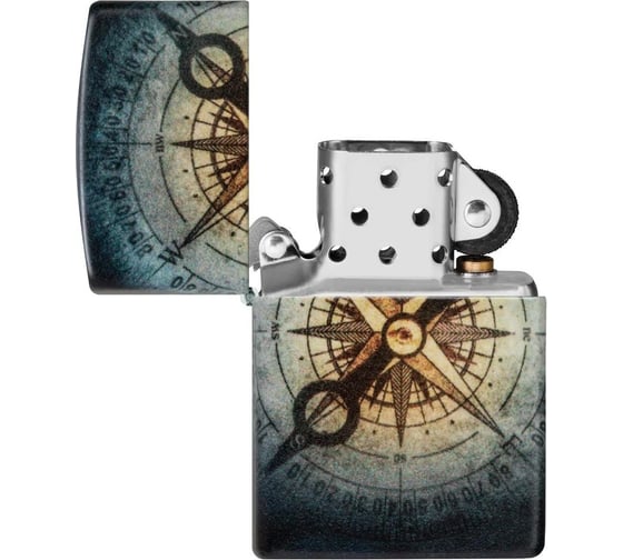 Зажигалка Zippo Compass Ghost с покрытием Glow In The Dark Green, латунь/сталь, черная, 38x13x57 мм 48562