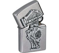 Зажигалка Zippo Dead Mans Hand с покрытием Street Chrome, латунь/сталь, серебристая, 38x13x57 мм 49536