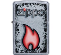 Зажигалка Zippo Flame Design с покрытием Street Chrome, латунь/сталь, серебристая, 38x13x57 мм 49576