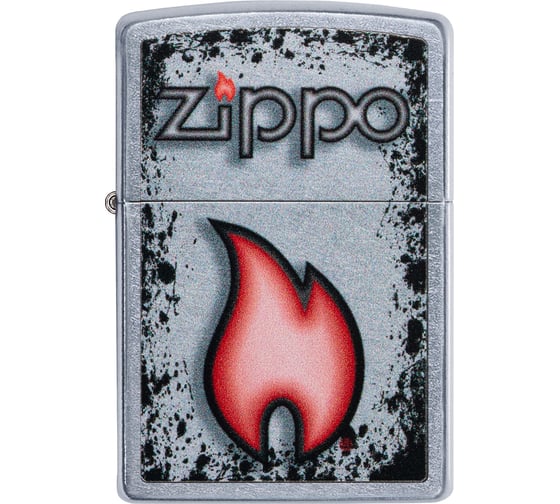 Зажигалка Zippo Flame Design с покрытием Street Chrome, латунь/сталь, серебристая, 38x13x57 мм 49576 1