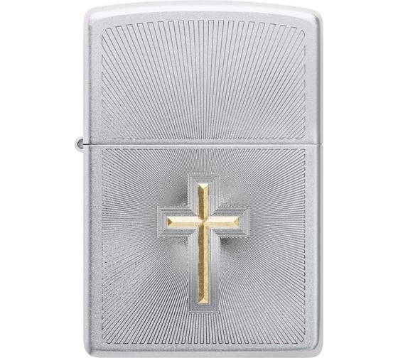 Зажигалка Zippo Cross Design с покрытием Satin Chrome, латунь/сталь, серебристая, 38x13x57 мм 48581