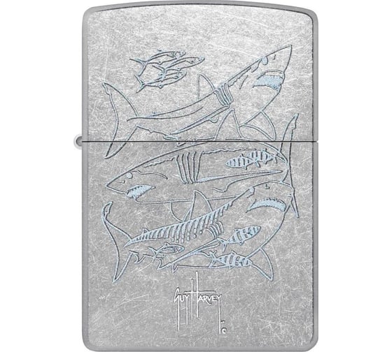 Зажигалка Zippo Guy Harvey с покрытием Street Chrome, латунь/сталь, серебристая, 38x13x57 мм 48595