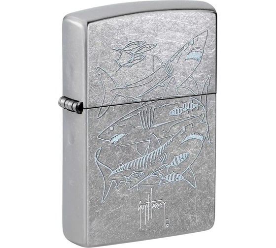 Зажигалка Zippo Guy Harvey с покрытием Street Chrome, латунь/сталь, серебристая, 38x13x57 мм 48595