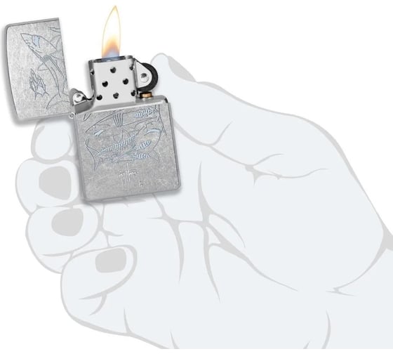 Зажигалка Zippo Guy Harvey с покрытием Street Chrome, латунь/сталь, серебристая, 38x13x57 мм 48595