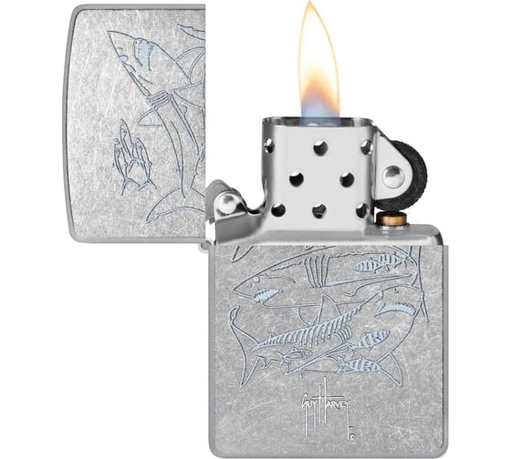 Зажигалка Zippo Guy Harvey с покрытием Street Chrome, латунь/сталь, серебристая, 38x13x57 мм 48595