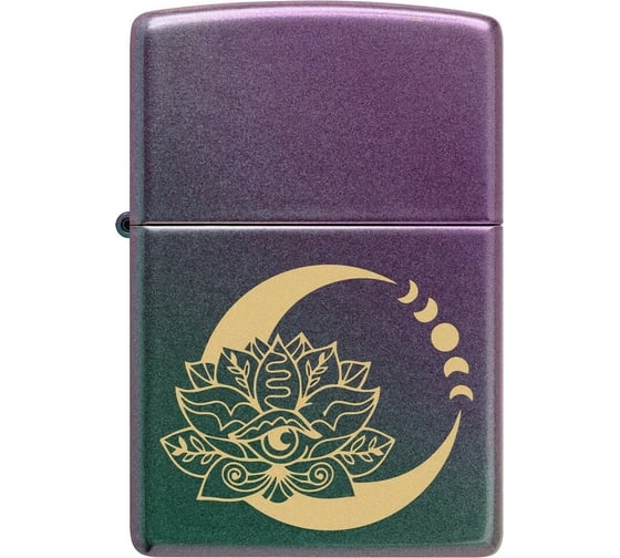 Зажигалка Zippo Lotus Moon с покрытием Iridescent, латунь/сталь, черная, 38x13x57 мм 48587