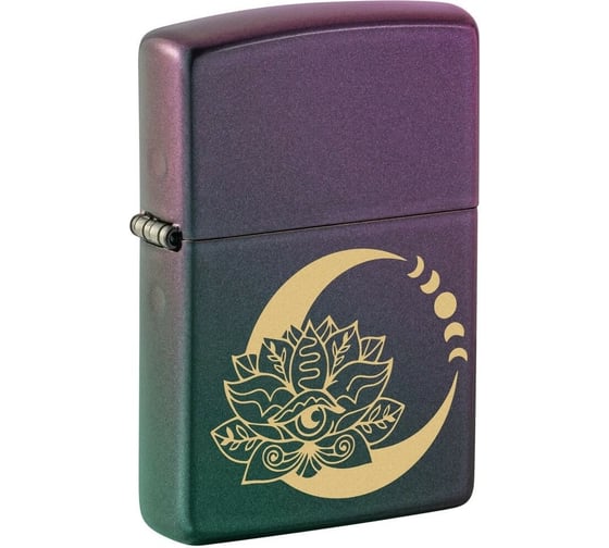 Зажигалка Zippo Lotus Moon с покрытием Iridescent, латунь/сталь, черная, 38x13x57 мм 48587
