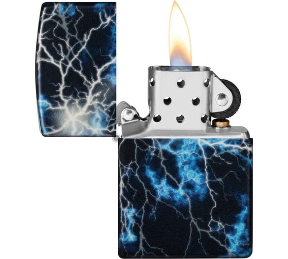 Зажигалка Zippo Lightning с покрытием Glow In The Dark Green, латунь/сталь, черная, 38x13x57 мм 48610