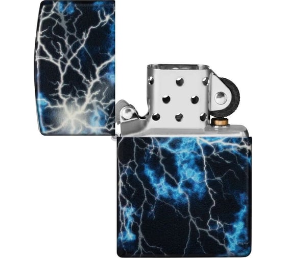 Зажигалка Zippo Lightning с покрытием Glow In The Dark Green, латунь/сталь, черная, 38x13x57 мм 48610
