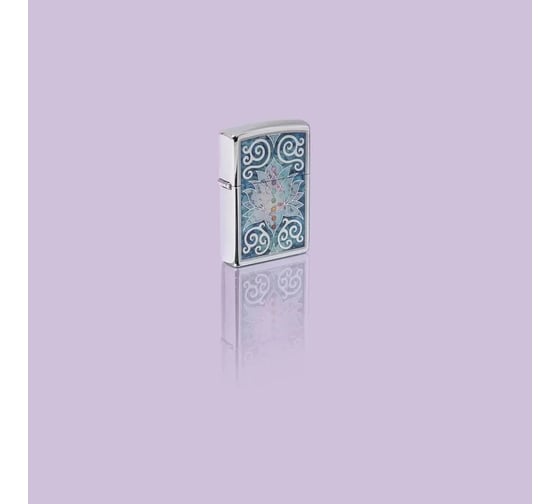 Зажигалка Zippo Lotus Flower с покрытием High Polish Chrome, латунь/сталь, серебристая, 38x13x57 мм 48592