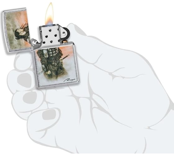 Зажигалка Zippo Luis Royo с покрытием Street Chrome, латунь/сталь, серебристая, 38x13x57 мм 49767