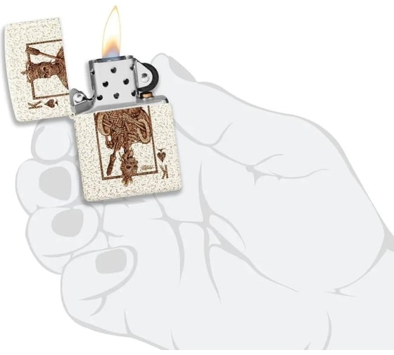 Зажигалка Zippo Rick Rietveld с покрытием Mercury Glass, латунь/сталь, белая, 38x13x57 мм 48552