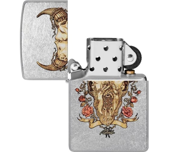Зажигалка Zippo Rick Rietveld с покрытием Street Chrome, латунь/сталь, серебристая, 38x13x57 мм 48559