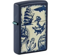 Зажигалка Zippo Nautical Design с покрытием Navy Matte, латунь/сталь, синяя, матовая, 38x13x57 мм 49774