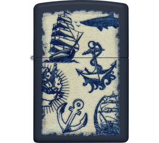 Зажигалка Zippo Nautical Design с покрытием Navy Matte, латунь/сталь, синяя, матовая, 38x13x57 мм 49774