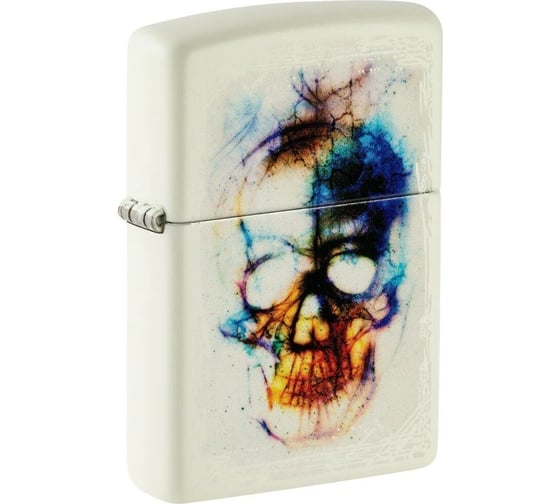 Зажигалка Zippo Skull Design с покрытием Glow In The Dark Green, латунь/сталь, белая, 38x13x57 мм 48563
