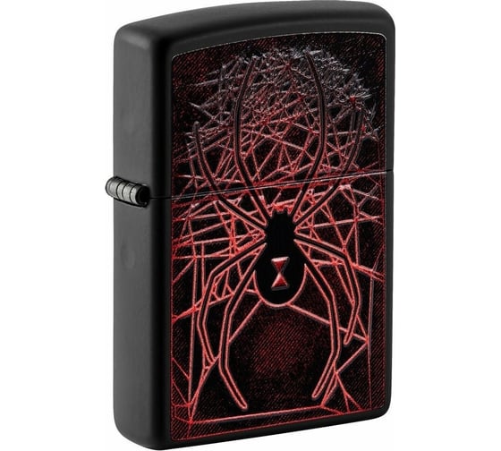Зажигалка Zippo Spider Design с покрытием Black Matte, латунь/сталь, чёрная, матовая, 38x13x57 мм 49791