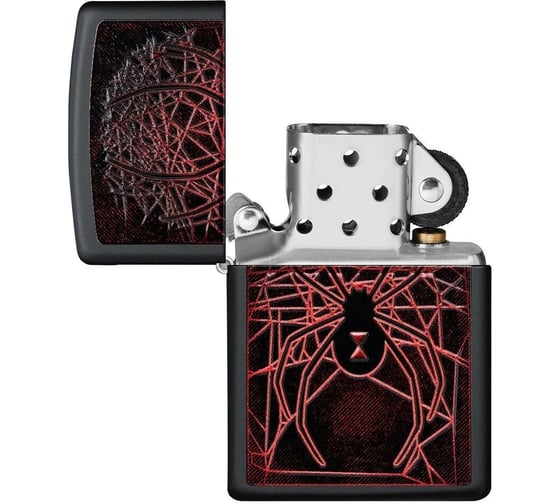 Зажигалка Zippo Spider Design с покрытием Black Matte, латунь/сталь, чёрная, матовая, 38x13x57 мм 49791