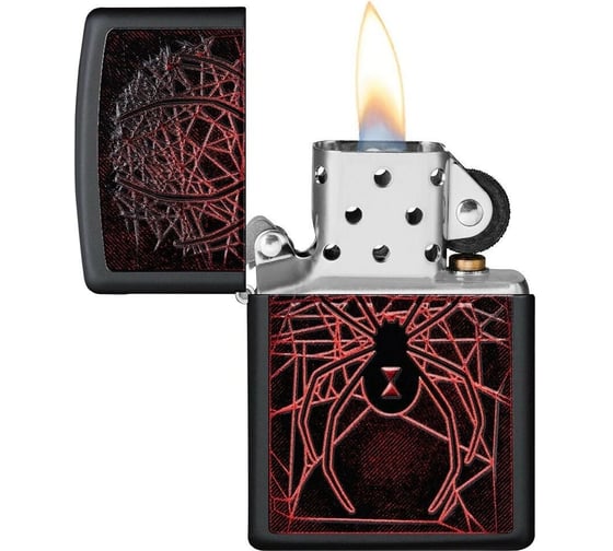 Зажигалка Zippo Spider Design с покрытием Black Matte, латунь/сталь, чёрная, матовая, 38x13x57 мм 49791