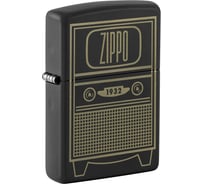 Зажигалка Zippo Vintage TV Design с покрытием Black Matte, латунь/сталь, черная, 38x13x57 мм 48619