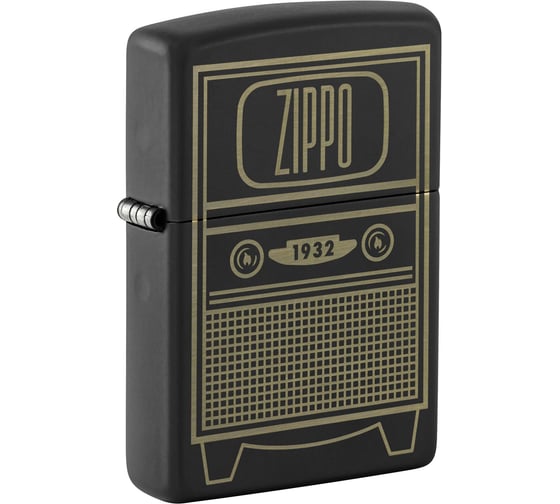 Зажигалка Zippo Vintage TV Design с покрытием Black Matte, латунь/сталь, черная, 38x13x57 мм 48619 1