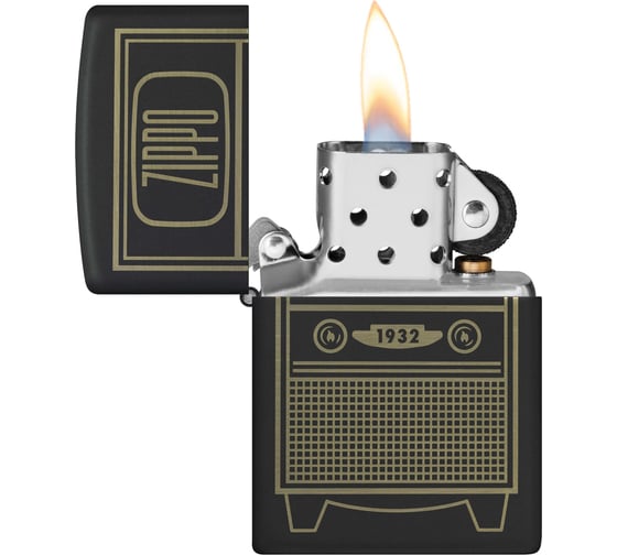 Зажигалка Zippo Vintage TV Design с покрытием Black Matte, латунь/сталь, черная, 38x13x57 мм 48619