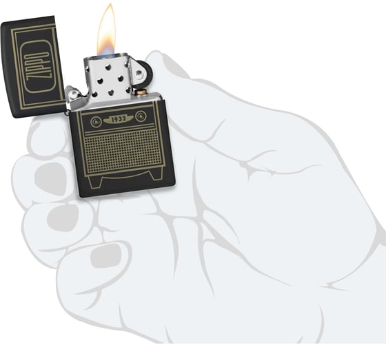 Зажигалка Zippo Vintage TV Design с покрытием Black Matte, латунь/сталь, черная, 38x13x57 мм 48619